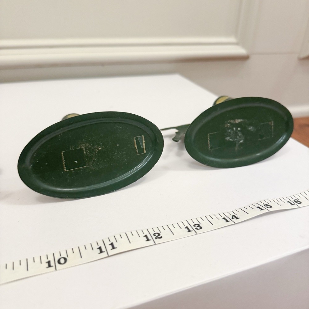 4 Vintage Green And Gold Metal Christmas Candle Stick Holders Holiday - Picture 7 of 7